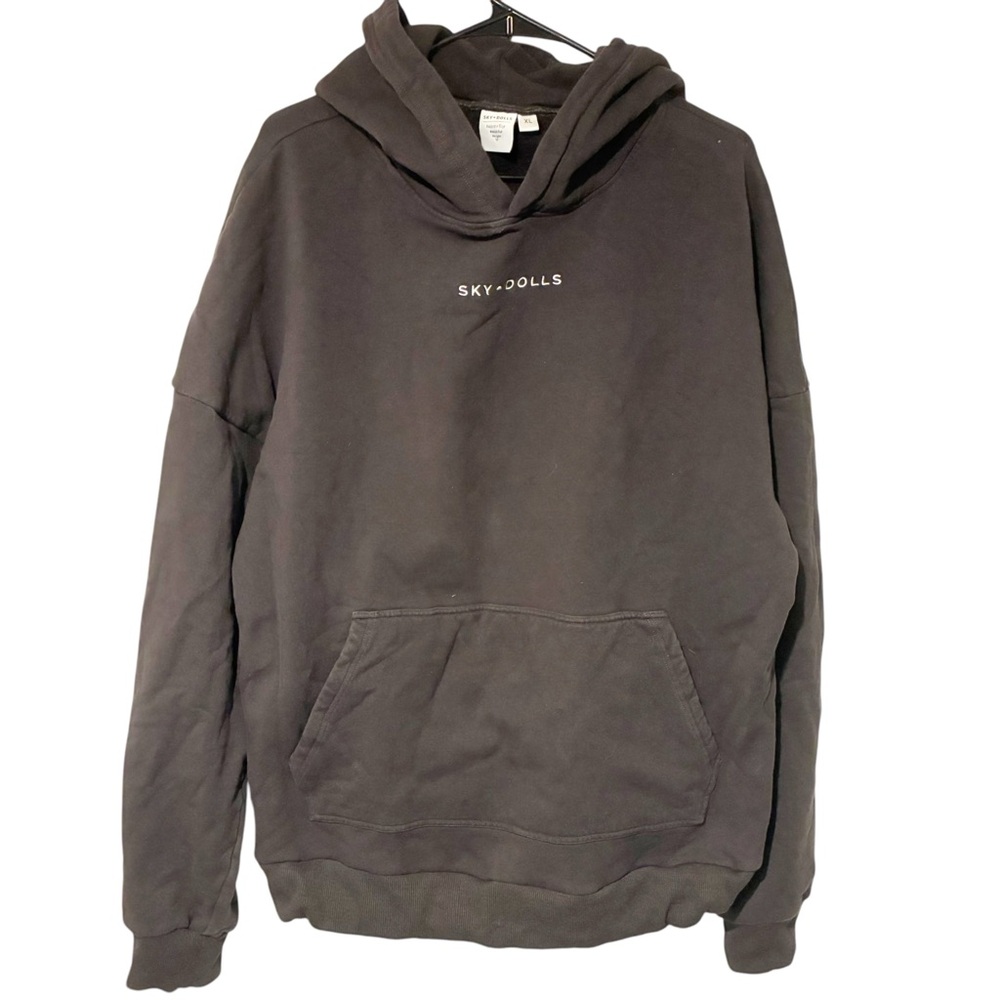 Sky‎ Dolls Size XL Black Spellout Drawstring Waist Pullover Hooded Sweatshirt